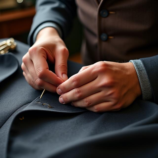 熟練テーラーによる手縫い技術