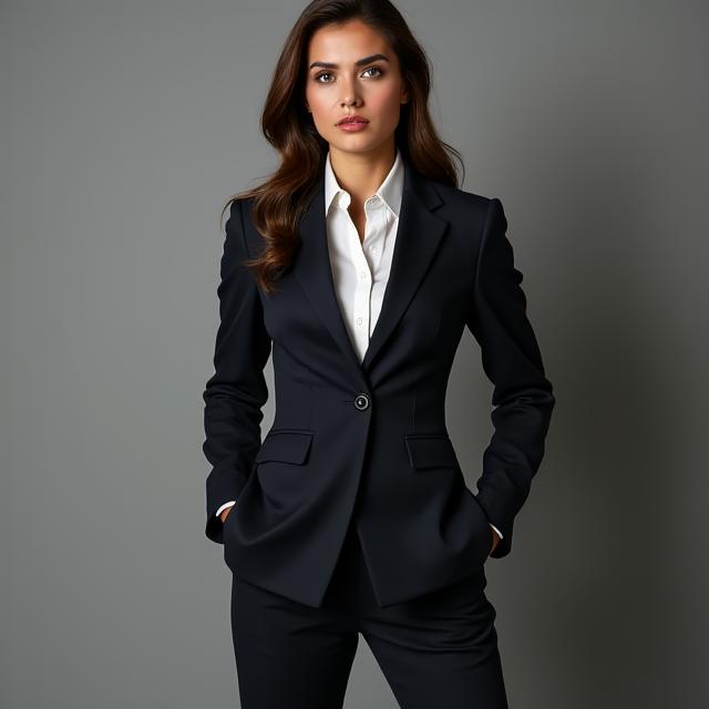 女性向けパワースーツとシャープシルエット